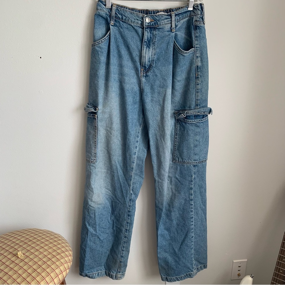 Forever 21 Blue Denim Cargo Jeans